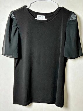 Carmen Black Sheer Sleeve Top Size Medium Like New